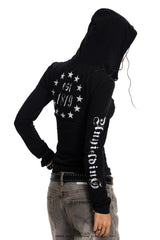 Night Code Gothic Hood Top - Black