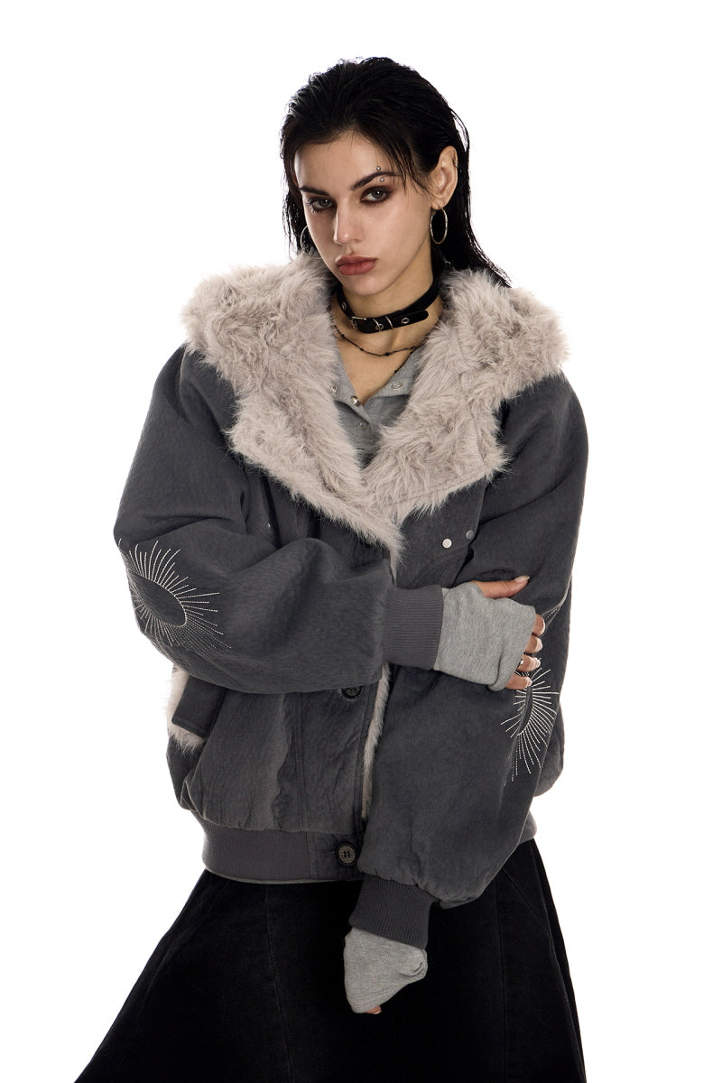 Shadowline Faux Fur Asym Hooded Jacket