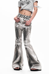 Leopard Double Waist Bootcut Jeans