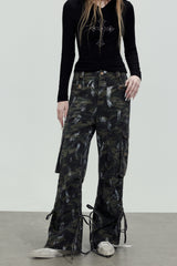 Camo Strap Wide Cargo Pants