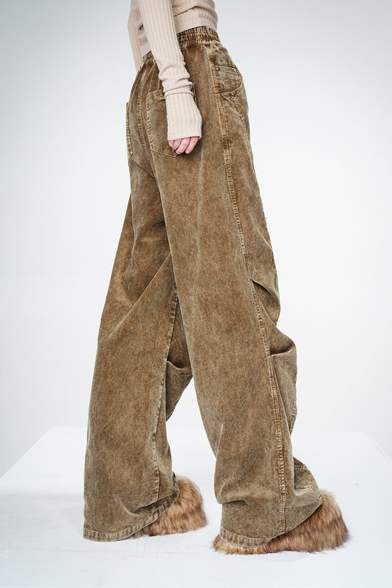 Corduroy Drape Wide-Leg Pants