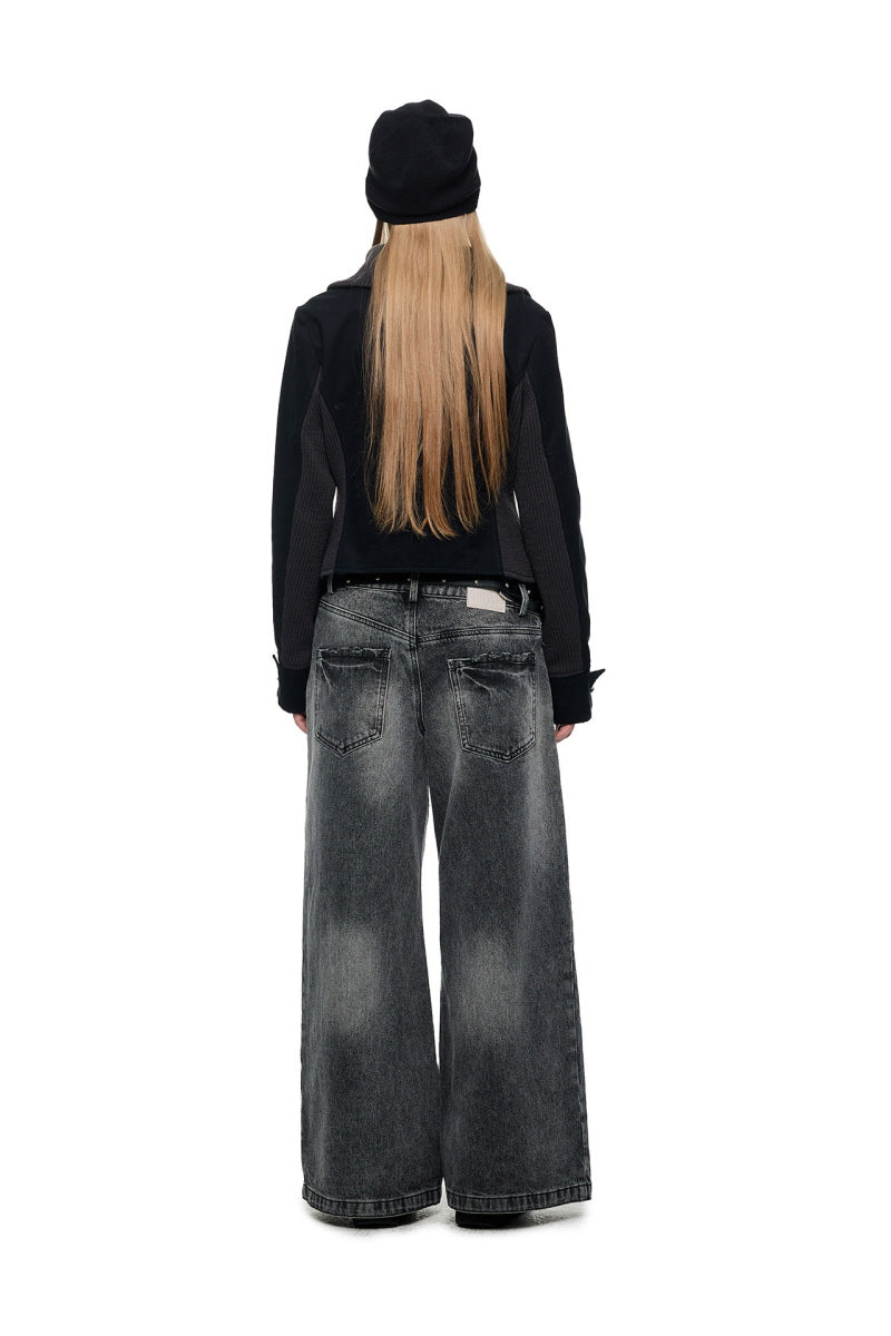 Shadow Fold Asymmetric Knit Jacket