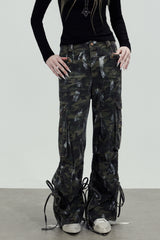 Camo Strap Wide Cargo Pants