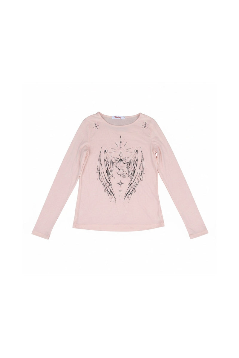Wing Graphic Slim Top - Pink
