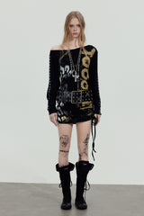 Gold Rebel One-Shoulder Mini Dress