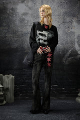 Washed Layered Panel Flare Pants