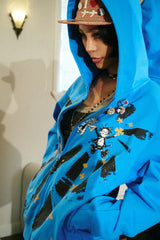 NANA Starburst Graphic Zip-Up Hoodie - Blue