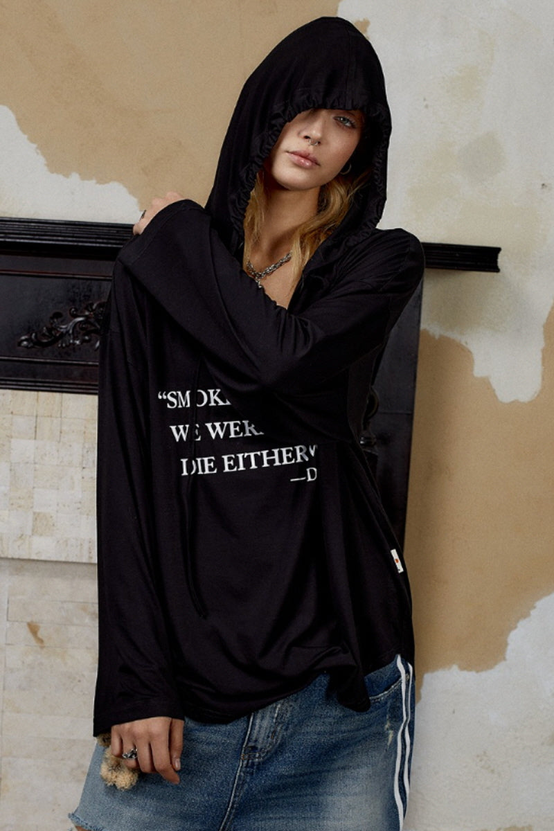 Loose Fit Graphic Hooded T-Shirt
