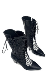 Midnight Lace-Up Heeled Boots
