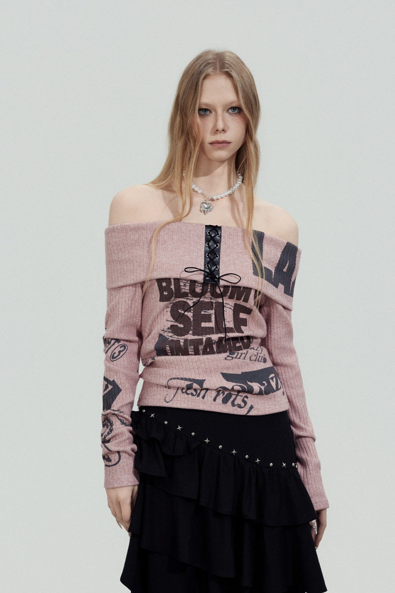 Lace-Up Off-Shoulder Top