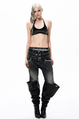 Rhinestone Halter Bra Top