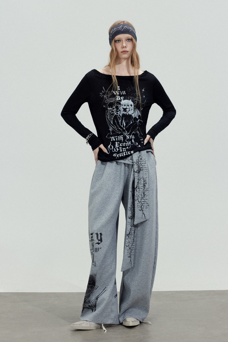 Angel Graphic Off-Shoulder Top