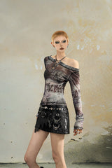 Offbeat Burnout Graphic Mesh Top