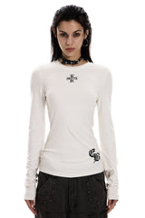 Gothic Cross Slim Long Sleeve Top