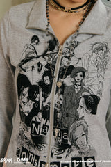 NANA Graphic Zip-Up Cardigan