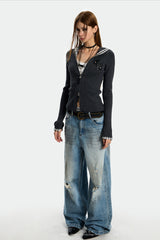 Plaid Edge Knit Zip Hoodie