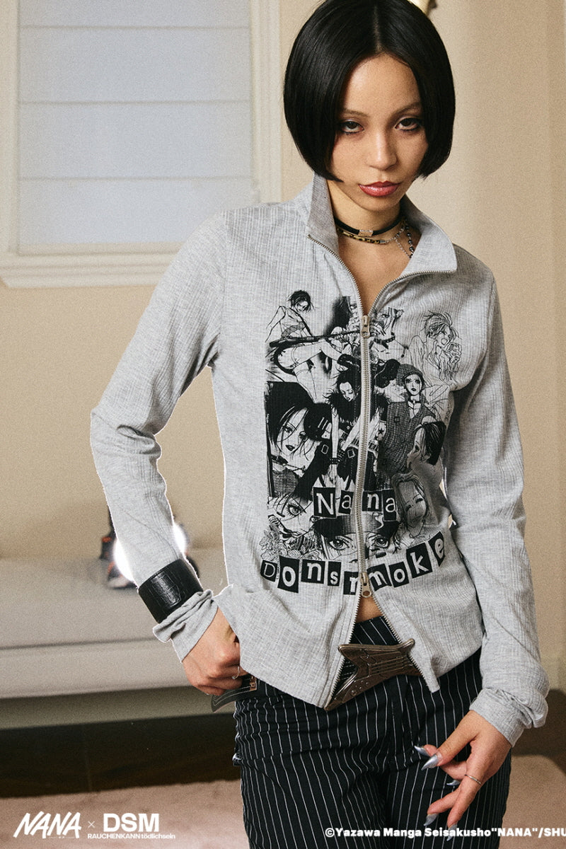 NANA Graphic Zip-Up Cardigan