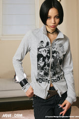 NANA Graphic Zip-Up Cardigan