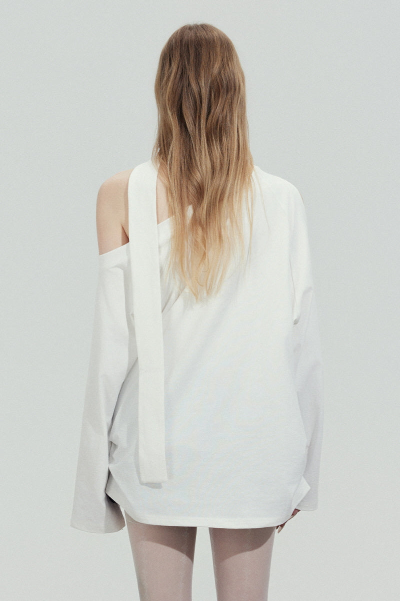 Midnight Rider Scarf Top - White