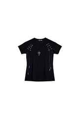 Cross Lace-Up Slim T-Shirt