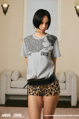Leopard Edge Graphic Tee - Gray