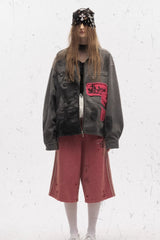 Red Fragment Graffiti Zip Jacket
