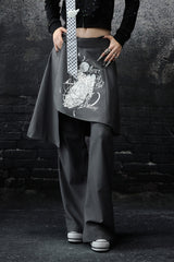 Asymmetric Overlay Straight Pants