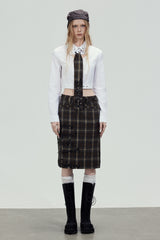 Plaid Tie Cropped Shirt