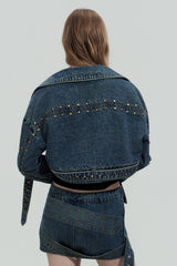 Rivet Edge Cropped Denim Jacket