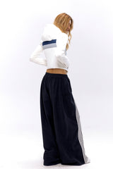 Wide-Leg Stripe Panel Pants