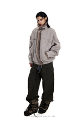 Ash Veil Fur-Trim Suede Jacket