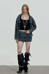 Rivet Edge Cropped Denim Jacket