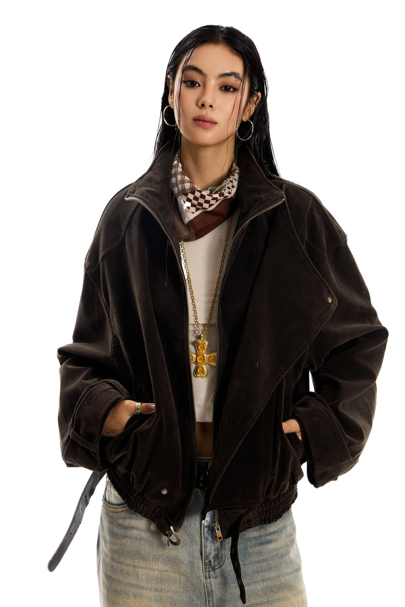 Vintage Suede Biker Oversized Jacket