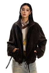 Vintage Suede Biker Oversized Jacket