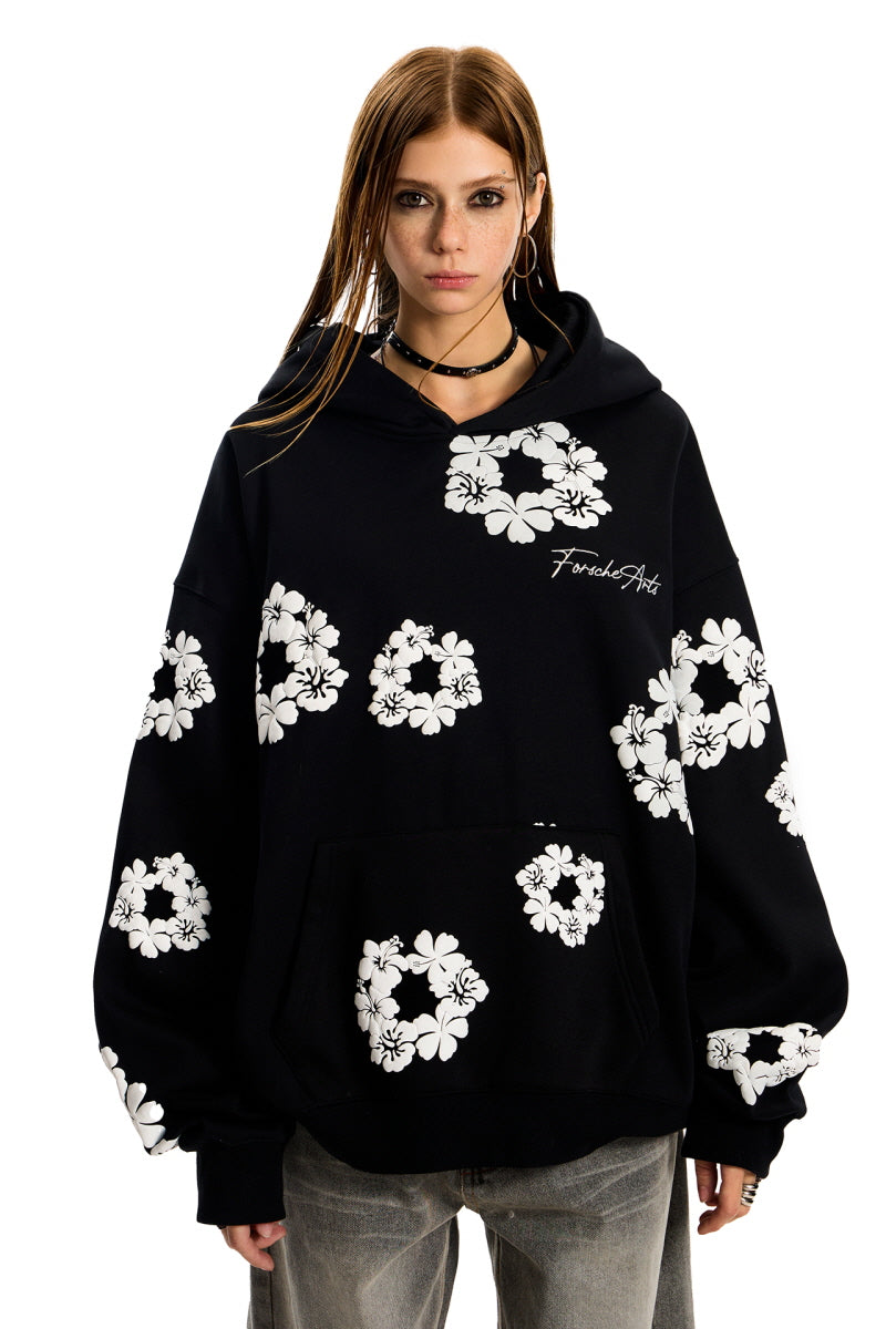 Urban Bloom Oversized Floral Hoodie