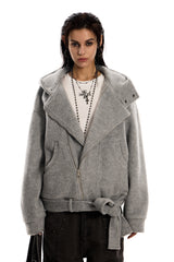 Urban Wool Tie-Belt Hoodie Jacket