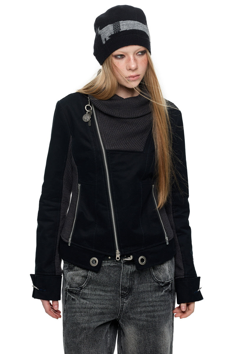 Shadow Fold Asymmetric Knit Jacket