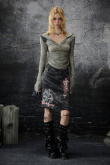 Urban Rebellion Camouflage Denim Skirt