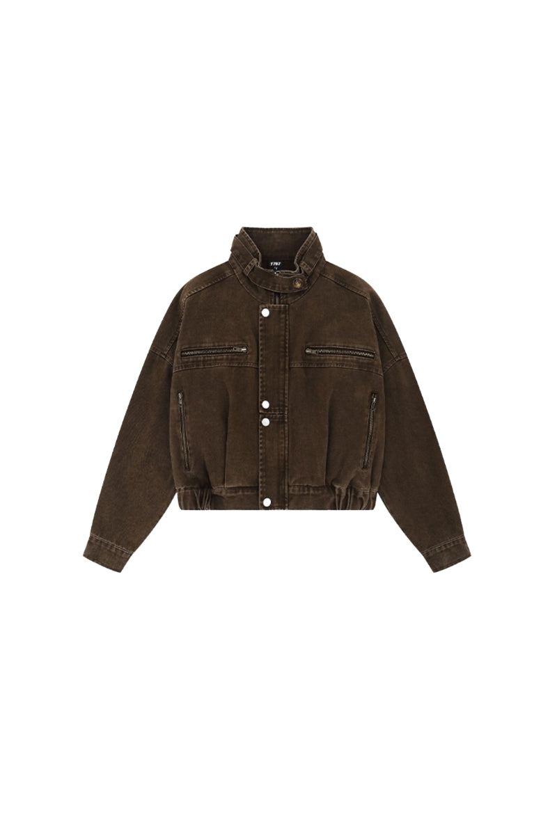 Rust-Toned Rebel Cropped Workwear Jacket