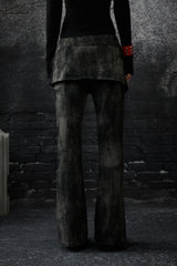 Washed Layered Panel Flare Pants