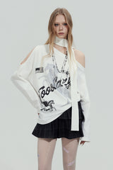 Midnight Rider Scarf Top - White