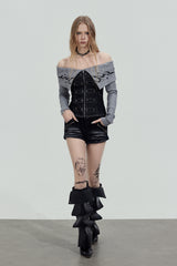 Tribal Corset Off-Shoulder Top