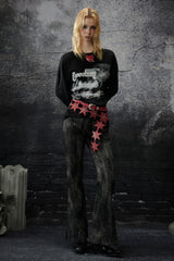 Washed Layered Panel Flare Pants