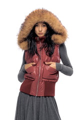 Crimson Chill Detachable Fur Hooded Vest