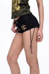 Military Strap Low-Rise Hot Pants