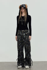 Camo Strap Wide Cargo Pants