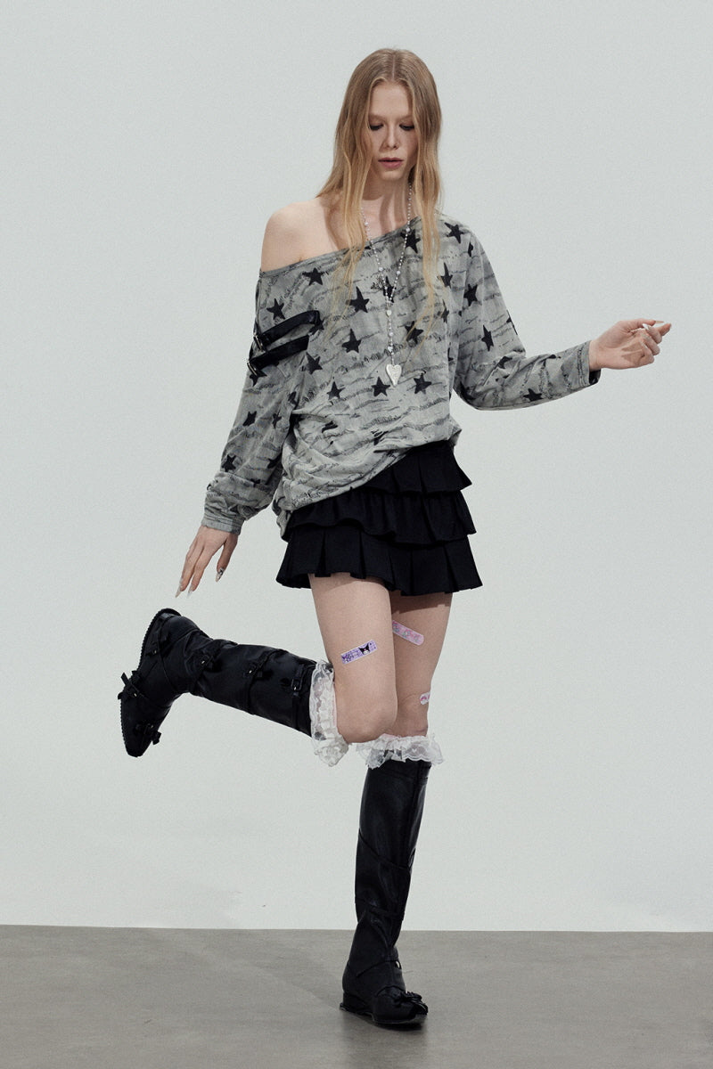 Star Graphic Off-Shoulder Top