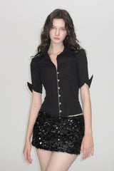 Corset-Fit Short Sleeve Shirt