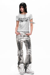 Leopard Double Waist Bootcut Jeans