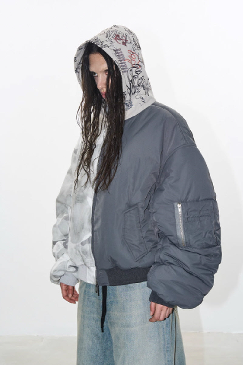 Urban Mirage Dual-Tone Hooded Bomber Jacket